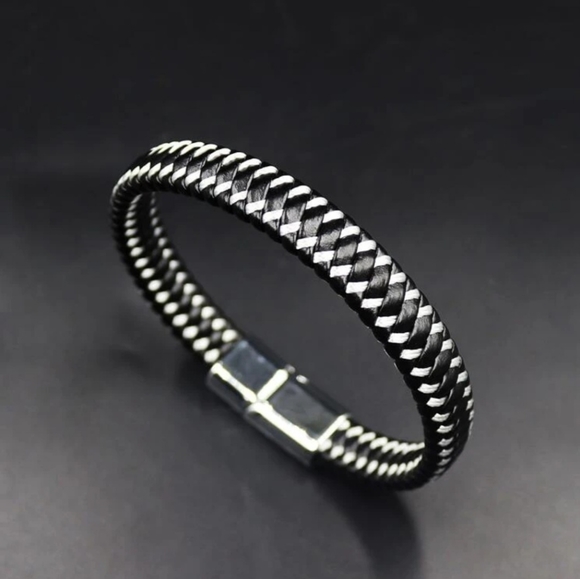 Men Two Tone Braided Bracelet - Picture 4 of 4